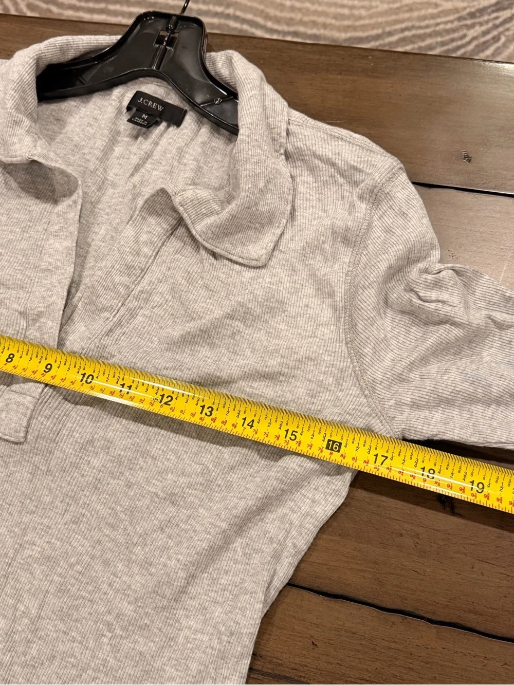 J. Crew Heather Soft Gray Heather Long-Sleeve Ribbed Polo T Shirt #445